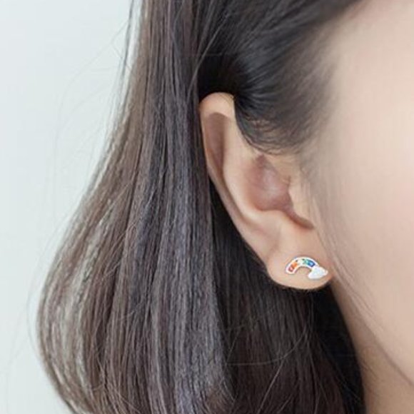 Rainbow Pride Silver Stud Earrings - Picture 3 of 4